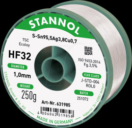 631985 HF32 lead-free solder containing silver and copper, Ø 1.0 mm, 25