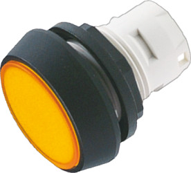Pushbutton, unlit, groping, waistband round, yellow, front ring black, mounting Ø 16.2 mm, 1.30.070.271/0400