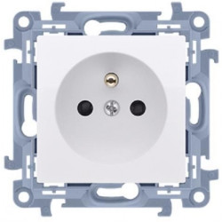 Gniazdo zasilające pojedyncze SIMON 10 białe [2P+Z] 16A z przesłonami Kontakt Simon CGZ1Z.01/11