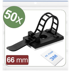 Quadrios 24CA442 Cable Clips Self-adhesive Screw fixing Black 50 pcs