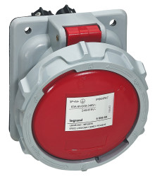 Złącze przemysłowe - zasilające 63A Gniazdo 415 V 3P + N + E Żeński Legrand Czerwony Montaż na panelu IP67