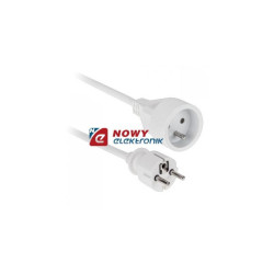 Przedłużacz 1gn. 5m z uziem. (3x1mm) Sieciowy biały