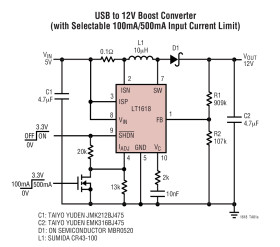 Constant-Current/Constant-Voltage 1.4MHz Step-Up DC/DC Converter