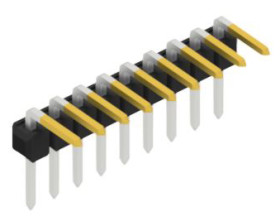 Pin header, 9 pole, pitch 2.54 mm, angled, black, SL30539S