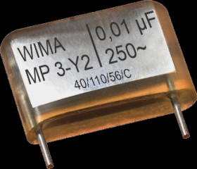 MP suppression capacitor, 10 nF, ±20 %, 1 kV (DC), MP, 15 mm, MPY20W2100FC00MSSD
