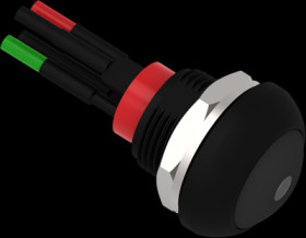 Pushbutton, 1 pole, black, illuminated  (blue), 0.12 A/125 VAC, 0.2 A/50 VDC, 13.6 mm, IP68, 2329389-5