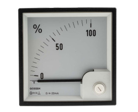 Amperomierz analogowy panelowy DC zakres 0/4 → 20mA wysokość wycięcia: 92mm wartość 20mA Klasa wyzwalania Class