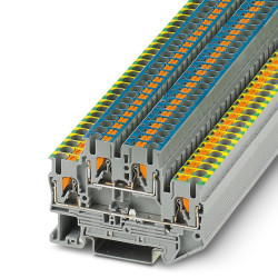 Dwurzędowa złączka szynowa Phoenix Contact poziomy: Podwójny 26 → 12AWGWciskane PTTB 2.5-PE/N 500 V