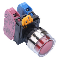 YW4L-AF2E11Q0R Red 22mm Metal Bezel Maintained Shrouded Push Button Switch 1NO-1NC IP65 IDEC