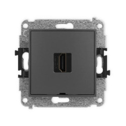 ICON Mechanizm gniazda pojedynczego HDMI 2.1, 8K, bez pola opisowego grafitowy mat 28IHDMIBO-5
