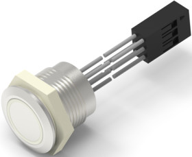 Vandal-proof pushbutton switch, 1 pole, silver, illuminated  (RGB), 1 A/24 VDC, mounting Ø 16 mm, IP68, 2342832-5