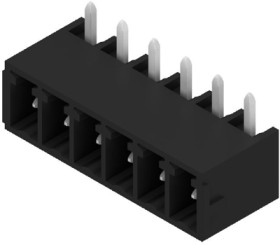 Pin header, 6 pole, pitch 3.81 mm, angled, black, 1037920000