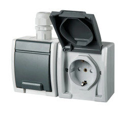 AQUANT Gniazdo hermetyczne podwójne 2x2P+Z schuko IP65 1245-65