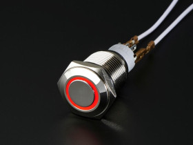 Adafruit Rugged Metal On/Off Switch with Red LED Ring