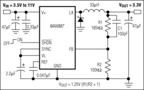 100% Duty Cycle, Low-Noise, Step-Down, PWM DC-DC Converter