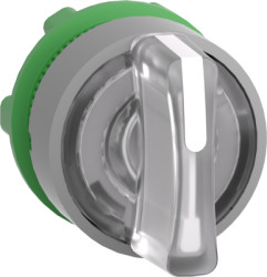 Toggle switch, 3 positions, illuminable, latching, waistband round, white, front ring gray, 45°, mounting Ø 22 mm, ZB5AK1313C0