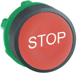 Pushbutton, unlit, groping, waistband round, red, front ring black, mounting Ø 22 mm, ZB5AA434