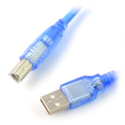 Przewód USB A - B - 30cm - niebieski