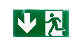 Piktogram Pd26 150X300 Strzałka W Dół Z Lewej Strony, Człowiek W Drzwiach...