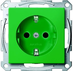Merten System M Gniazdo pojedyncze SCHUKO z przesłonami zielony MTN2300-0304
