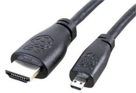 Raspberry Pi 4 Official micro HDMI to Standard HDMI Male Cable - 1m Black