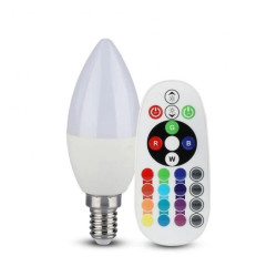 Żarówka LED 3,5W E14 C35 RGB+6400K Ściemnialna 320lm 200st. A+ (Sterowanie pilotem) 2771