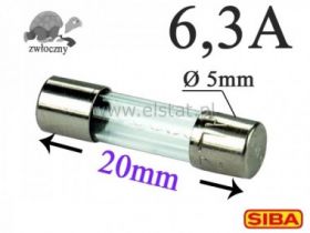 6,3A bezpiecznik szklany; zwłoczny; 5x20mm