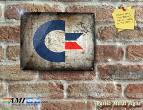 C64 Chicken Lips Commodore Logo - Rustic Finish - Metal Sign