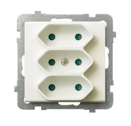 Sonata Gniazdo potrójne EURO z przesłonami torów prądowych ecru GP-3RP/m/27