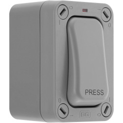 BG WP14S Nexus Storm IP66 Weatherproof Single Slim Retractive Switch &quot;Press&quot; 20A