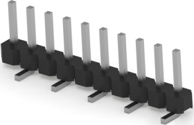Pin header, 10 pole, pitch 2 mm, straight, black, 1-2842102-0