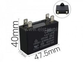 4,0uF 450V kondensator silnikowy; złącza 6,3mm