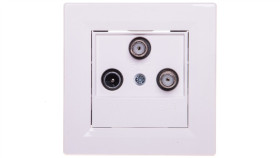 Gniazdo Antenowe Asfora Tv-Sat-Sat Końcowe 1Db Białe Z Ramką Eph3600121