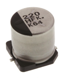 Aluminiowy kondensator elektrolityczny 220μF 50V dc SMD Panasonic roztaw: 4.6mm 10 (Dia.) x 10.2mm