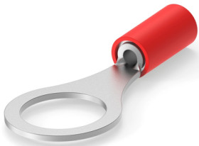 Insulated ring cable lug, 0.3-1.42 mm², AWG 22, 9.53 mm, red, 31897