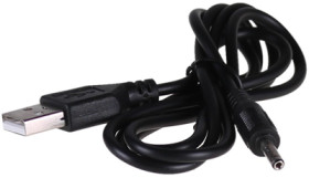 DC adapter cable, 0.8 m, black, plug 3.5 x 1.35 mm, straight to USB-A, AK-DC-03