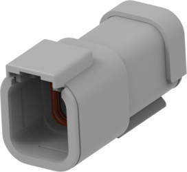 Socket, 6 pole, straight, 2 rows, gray, DTM04-6P