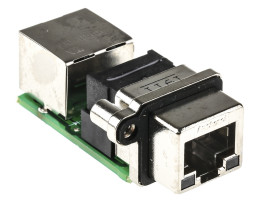 Złącze RJ45 Żeńskie do żeńskiego Złącze RJ45 Przewlekany Cat5e Amphenol Communications Solutions, 90° 8-żyłowe
