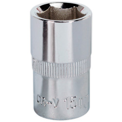 Sealey SP1215 Walldrive® Socket 15mm 1/2"sq Drive Fully Polished