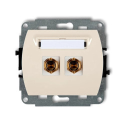 TREND Gniazdo głośnikowe pojedyncze (typu banan - czerwony i czarny, pozłacany, 4 mm2, do lutowania) beżowy 1GG-3