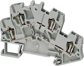 Terminal block, 4 pole, 0.2-2.5 mm², clamping points: 4, gray, spring balancer connection, 22 A, NSYTRR24D