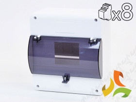 Rozdzielnica natynkowa 8 modułowa 1x8M drzwi transparentne IP30 OB-8ZZK KARLIK