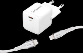 7803052 USB charger, 30 W, 1x USB-C, GaN, white, Lightning cable, 1.5 m