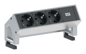 DESK2 listwa zasilająca 3M, 3x 230V(schuko), kolor stal nierdzewna, Bachmann 90