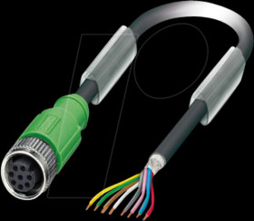 1522891 Cable set, M12 socket, open ends, 8-wire, 10 m