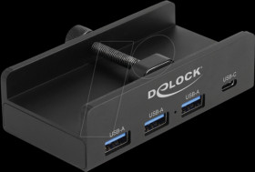64284 USB 3.0 hub, 4 port, USB-A to 1x C, 3x A, attachment