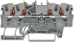 4-wire feed-through terminal, spring-clamp connection, 0.25-2.5 mm², 1 pole, 17.5 A, 8 kV, gray, 2201-1401