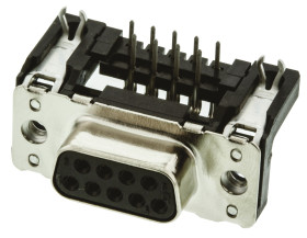 Złącze D-Sub 9-pinowe Żeński Kąt Proste Przewlekany raster 2.74mm Złoto