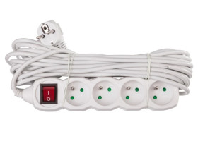 Przedłużacz z wyłącznikiem 4-gniazda z/u 10m /H05VV-F 3G1/ biały P1410