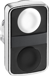 Double pushbutton, unlit, groping, waistband round, front ring silver, mounting Ø 22 mm, ZB4BA7120